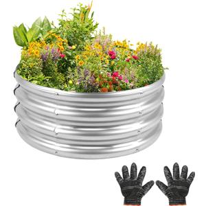 Gardeal Garden Galvanized Raised Garden Bed Kit - Metal Planter Box for Vegetables/Herbs/Flowers, Heavy-Duty Steel Outdoor Garden Box with Reinforced Edges (2x2x1 FT)