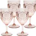 Komorebi Shatterproof Acrylic Wine Glasses - Unbreakable Plastic Goblets, BPA-Free & Drop-Proof Glassware - Elegant Drinkware for Indoor & Outdoor Use - 14oz, Set of 4 (Pale Pink)