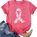 Womens Breast Cancer Shirts Pink Ribbon Cure Breast Cancer Awareness Tshirts Short Sleeve Tops (Small)