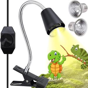 Reptile Heat Lamp Bulbs 110V, 2-Pack UVA/UVB Light for Turtles, 360 Rotatable Heating Lamp for Aquarium Terrarium, Aquatic Plants, Lizards and Snakes