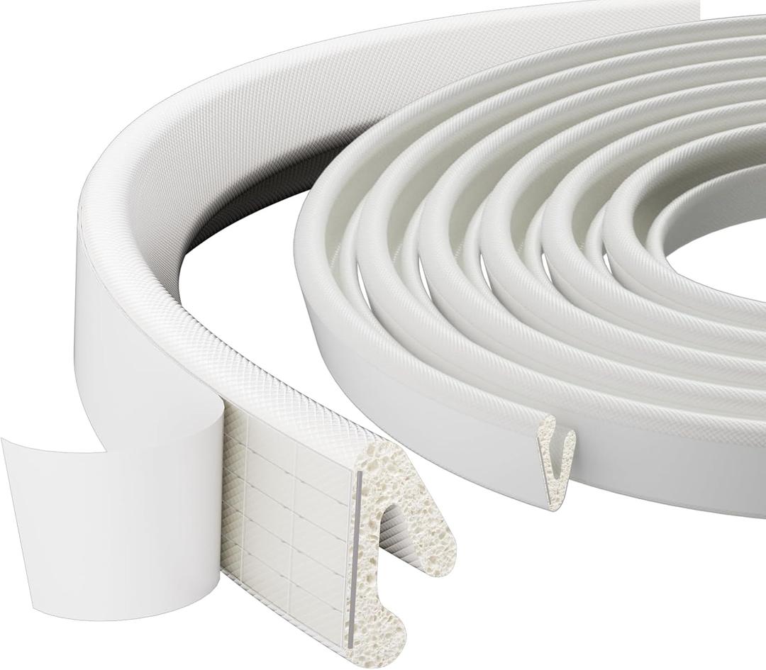 1 Pack*19.6 Ft Self-Adhesive V Shape Foam Window Weather Stripping Door Seal Insulation Strip for Winter, Soundproof Exterior Front Frame Gap Filler, Draft Stopper Tape Noise Light Blocker (White)