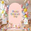 Pale Pink Arch Backdrop Cover 6.6FT Polyester Fitted Wedding Arch Stand Covers Round Top Chiara Arch Covers Stretchy Backdrop Cover for Birthday Party Ceremony Banquet Decoration