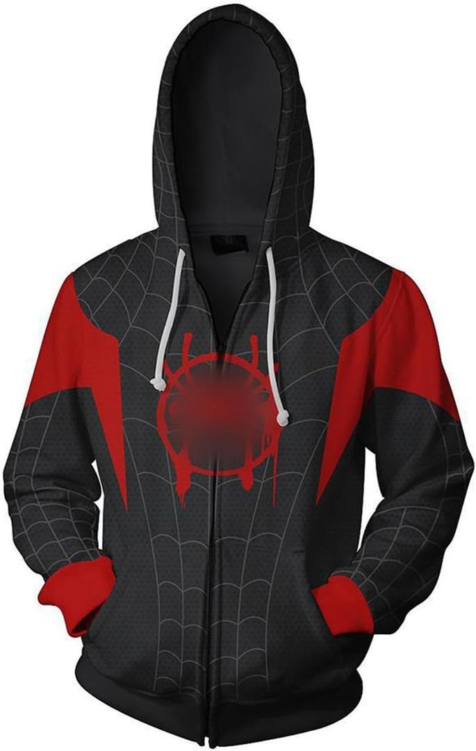 Cardigan Zip Hoodie COS Anime 3D Style Unisex/Adult (Medium, Black/Red)