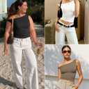ATHMILE Womens Off The Shoulder Tops Summer Sleeveless Shirts Going Out Crop Tank Top Y2K T Corset Tube Fashion Outfits 2026 (Brown, S)