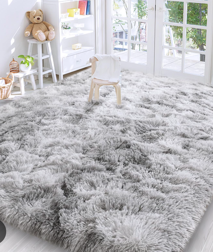 AIMECO Area Rugs for Living Room Bedroom, 4X6 Ft Shag Fluffy Rug Green Carpet ，Machine Washable Indoor Carpet for Kids Girls and Boys, Dorms, Nursery Rooms,Room Decor Aesthetic Green