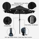 Sunnyglade 9' Solar LED Patio Umbrella, 8 Ribs, Tilt & Crank (Black)