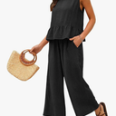 EVALESS Two Piece Sets for Womens Fashion 2025 Dressy Matching Sets Womens Clothes Sleeveless Summer Vacation Outfits XL