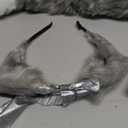 Handmade Fox Wolf Ears Headband and Faux Fur Tail for Halloween Party Costume Accessories (Gray)