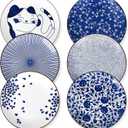Selamica 10 Inch Kitchen Serving Plates, Large Dessert Plates Ceramic for Salad Pasta Steak, Microwave Dishwasher Safe, Set of 6, Blue