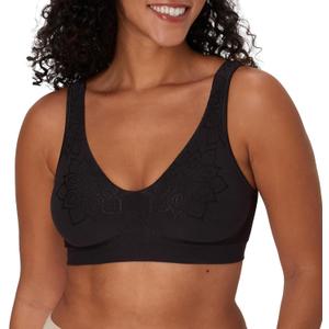 Bali Women's Wireless Bra, Comfort Revolution Seamless T-Shirt Bras for Women, ComfortFlex Fit (Black, L)