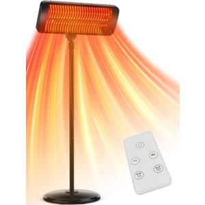 Outdoor Heaters for Patio, 12H Timer&3 Heat Level, IP54 Waterproof Electric Heater,1500W Infrared Heating Covers 300Sq.ft, Tip-Over Protection, Towel Bracket, Remote, 83" Patio Heaters for Outdoor Use