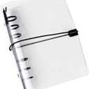 Clear A6 Binder with Elastic Band 1.8mm Thick PVC Notebook Cover 6 Black 20mm Diameter Round Rings Budget Binder Planner Cover Journal Folder Organizer for A6 Binder Pockets Paper Refills
