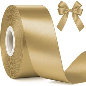 Fullive 1 1/2 Inch Champagne Gold Ribbon, 30 Yards Satin Ribbon, Polyester Satin Ribbons for Wedding Xmas Tree Graduate New Years Decorations DIY Bows Bouquet Gift Wrapping Christmas Favors