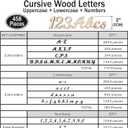 2 Inch 458 Pcs Wooden Cursive Letters Numbers Crafts Unfinished Wood Alphabet Letters ABCs Numbers 0-9 with Extras for Wall Decor