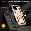 IKAZZ for iPhone 14 Plus Case 6.7 Inch with Screen Protector,Military Grade Shockproof Heavy Duty Protective Phone Cover Pass 16ft Drop Test with Magnetic Kickstand Car Mount Holder,Gold