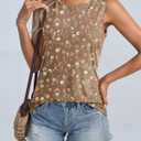 ORANDESIGNE Womens Floral Tank Tops Crewneck Sleeveless Shirts Casual Summer Loose fit Top Wlidflower Khaki Medium