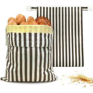 Beeswax Bread Bags 2 Pack, Reusable Bread Storage Boxes for Homemade Sourdough, Cotton Food Bags Loaf Containers to Keep Fresh Large