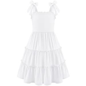 Arshiner Girls Summer Dress Tween Boho Casual Bowknot Strap Sundresses | Sleeveless, Swing, Flowy, Ruffle, Tiered, with Pockets 130