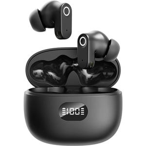 Wireless Earbuds Bluetooth 5.3-48H Playtime Bluetooth Earbuds with Fast Charging, Comfort Fit Semi-in-Ear, 2-Mic Call Noise Cancelling, LED Display & Touch Control for Sports/Work/Travel.