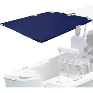 Blue T-Top Boat Sun Shade Kit with Poles and Tie-Down Straps - 1200D Polyester Marine Canopy Cover for Center Console Fishing Boats, Fits Standard Rod Holders, 78.7" x 68"