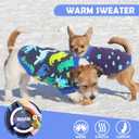 3-Piece Small Dog Sweaters - Fleece Winter Warm XS Boy Dog Clothes - Cute Dinosaur Patterns - Chihuahua, Yorkie - Christmas