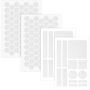 4pcs Phone Grip Tape, Diamond Texture Non-Slip Cell Phone Grip Stickers with Hexagon Round Square Shape Adhesive Decal Tape Stickers for Camera Cup Laptop (Transparent)