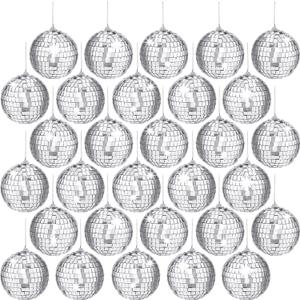 30 PCS Mirror Disco Balls,2 Inch Silver Reflective Mirror Ball,Hanging Ball Ornament for Christmas Tree,Home Stage Club Party Decoration