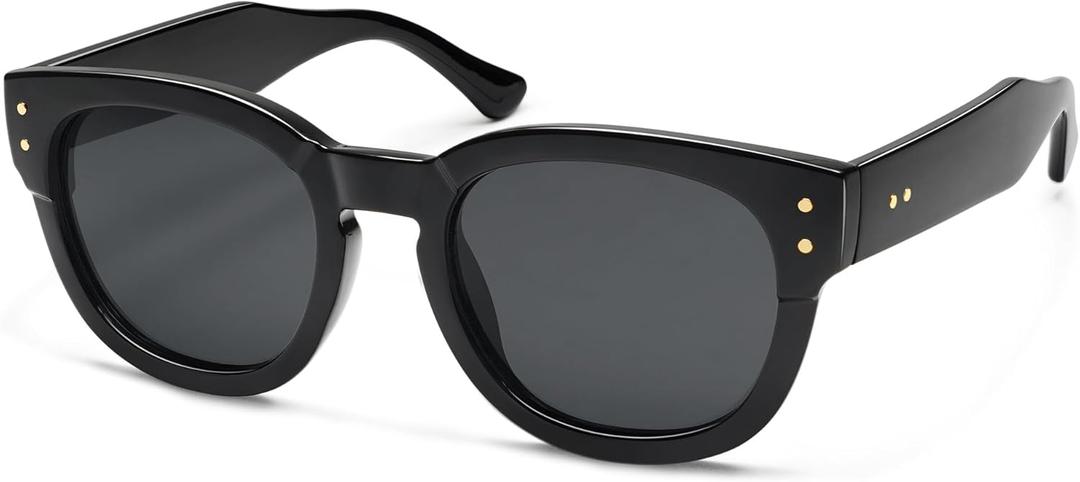 SOJOS Retro Round Polarized Sunglasses for Men Women Vintage Classic Thick Womens Square UV400 Shades SJ2321 (Black/Grey)