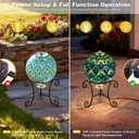 SAVENNA Mosaic Glass Fountain, Floor-Standing Lighted Water Feature with Quiet Pump, Indoor/Outdoor Decorative Accent Lighting for Garden & Patio, Fan-Inspired Multicolor Mosaic Sphere