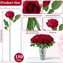 150 Pcs Roses Artificial Flowers, Silk Crimson Burgundy Artificial Flowers Petals Long Stem Roses for Wedding Bouquet Home Party Decor