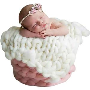 EUBUY Newborn Photography Props Blanket, 50 * 50cm Hand-Knitted Crochet Newborn Photography Props Blanket Basket Filler Newborn Baby Photography Props for Boys Girls