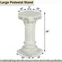 26" Tall Roman Column Pedestal Stand - Heavy Duty Magnesium Oxide Garden Pedestal for Statues, Weatherproof Outdoor Pillar for Sculptures Sturdiness Plinth Base Statue Riser