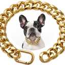 19MM Heavy Duty Thick Cuban Link Dog Collar,Gold Dog Chain Collar for Large Dogs - 22 Inches Length Dog Necklace Collar