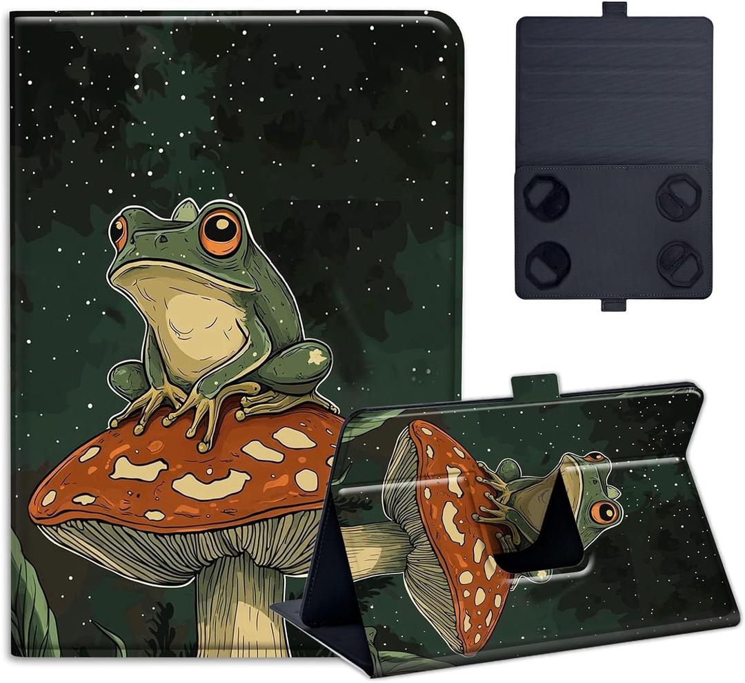Universal 9",9.7",10.1",10.2",10.5" Tablet Case,Protective Cover Stand Folio Case for 9-10.5 Inch Tablet, Frog Mushroom, Tablet Case Cover for iPad, Samsung, Other Tablet