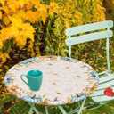 Autumn Pumpkins Round Tablecloth with Elastic Fall Thanksgiving Pumpkin Botanical Maple Leaves Waterproof Stain-proof Table Cover Fitted Table Cloths for 45"-54" Round Table Kitchen Indoor Outdoor Use