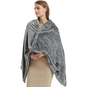 USB Heated Blanket Electric Throw, Cozy Flannel Electric Heated Shawl, 4 Heating Levels, Fast Heating Blanket, Machine Washable 140 * 80cm (Color : Gray)