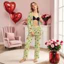 Unisex Ultra Soft Pajama Set, Valentines Pajamas, Soft Warm Matching Sleepwear Gift for Women Men (Green, L)