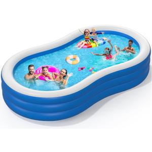 Extra Large Inflatable Pool - 145" X 74" X 22", Outdoor Blow Up Pool for Adults, Oversized Thickened 0.6mm Swimming Pool for Summer Lawn Family Backyard Water Party (Air Pump Not Included) Extra Large Inflatable Pool - 145" X 74" X 22", Outdoor Blow Up Pool for Adults, Oversized Thickened 0.6mm Swimming Pool for Summer Lawn Family Backyard Water Party (Air Pump Not Included)