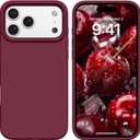 GUAGUA Compatible with iPhone 17 Pro Max Case 6.9 Inch Liquid Silicone Soft Gel Rubber Slim Thin Microfiber Lining Cushion Texture Cover Shockproof Protective Phone Case for iPhone 17 Pro Max,Wine Red