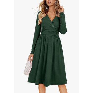 OUGES Women's Fall Long Sleeve V Neck Winter 2025 Outfits with Pockets Dress L OUGES Women's Fall Long Sleeve V Neck Winter 2025 Outfits with Pockets Dress L