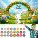 5 x Pin The Flower on The Bunny Easter Games Easter Party Games Easter Rabbit Game with Reusable Stickers Egg Hunt Activities Party Favors Supplies