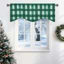 NICETOWN Christmas Plaid Valances for Windows, Rod Pocket Xmas Small Kitchen Valances Short Topper Curtains for Living Room Decor, 1 Panel, 52 by 18 inches Long, Green & White