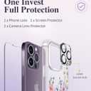 GVIEWIN for iPhone 14 Pro Max Case Floral, with Screen Protector&Camera Lens Protector,[Non Yellowing] Soft Shockproof Clear Phone Protective Cover for Women, Flower Pattern 6.7"(Mallow/Colorful)