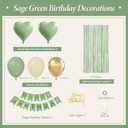 Sage Green Birthday Decorations with Gold Nude Sage Green Balloons Happy Birthday Banner Fringe Curtain Gold Cake Topper for Happy Birthday Decorations for Women Adults