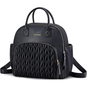 LOVEVOOK Backpack Purse for Women,Small PU Leather Fashion Backpack,Ladies Stylish Waterproof Daypack Shoulder Bags for Travel, Work & ShoppingBlack