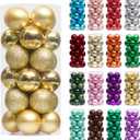 XmasExp 24ct Mini Christmas Ball Ornaments Shatterproof Christmas Ornaments Set Decorations for Xmas Tree Balls 30mm/1.18" (Gold)