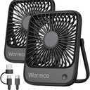 Warmco USB Desk Fan 2Pack, USB C Corded Powered Personal Fan, Strong Airflow Quiet Operation, 3 Speeds Wind Small USB Desktop Fan With 180 Tilt Folding for Office Table Home Black