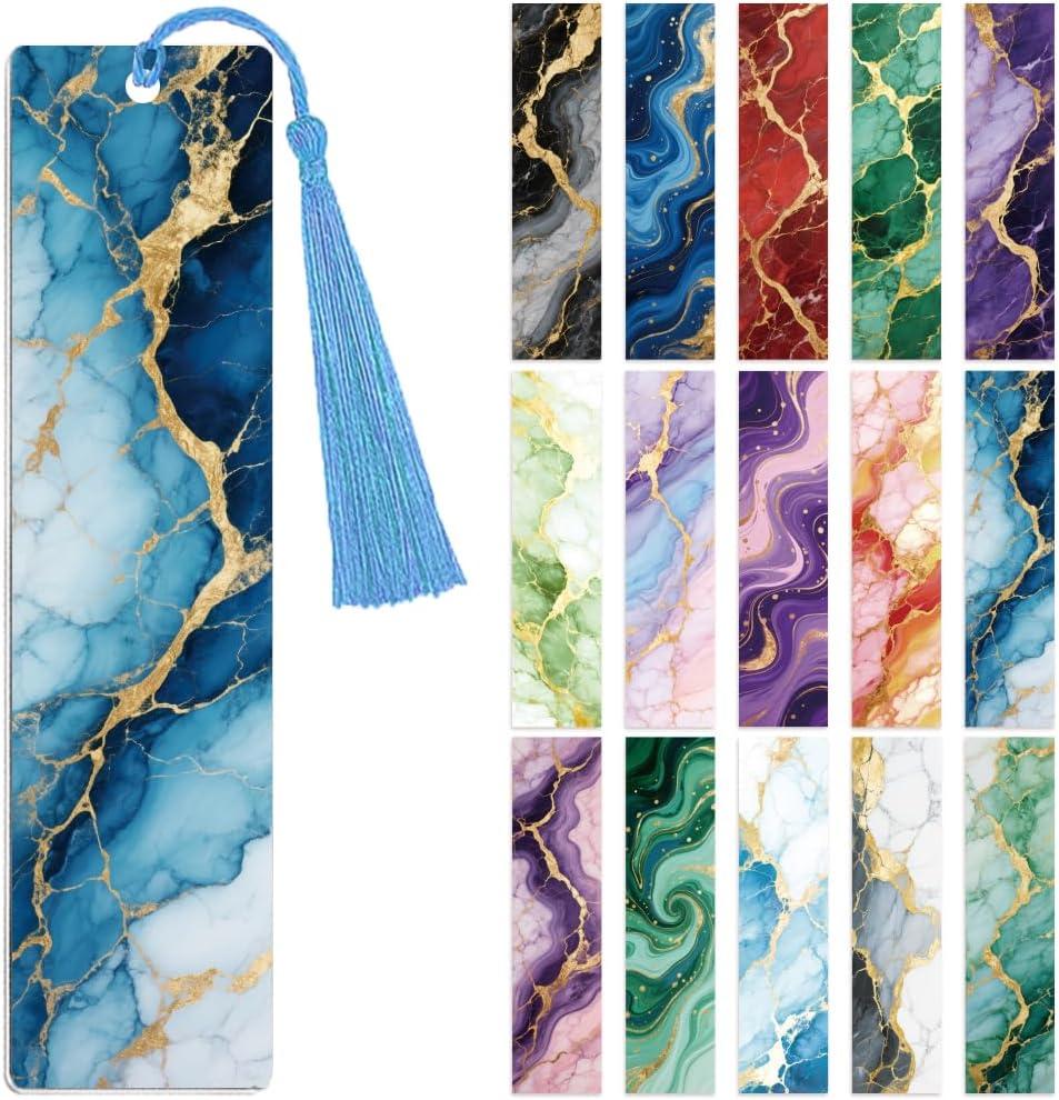 Peacoblue 30pcs UV DTF Bookmarks Transfer Stickers Wraps Marble Pattern for Women Men Reading, Waterproof Bookmarkers Decal(No Blank Bookmarks) for Acrylic Plastic Metal Blank Bookmark