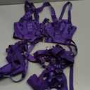 Kaei&Shi Strappy Harness, All Adjustable, Underwire Racerback, 4pc Garter Set (8-10, Dark Purple)