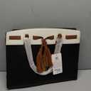 LOVEVOOK Laptop Bag for Women,Work Tote Bag with Large Cup Holder,Leather Computer Bag Teacher Bag Handbag Gifts for Women (17.3 Inch, Black-white-brown-l)